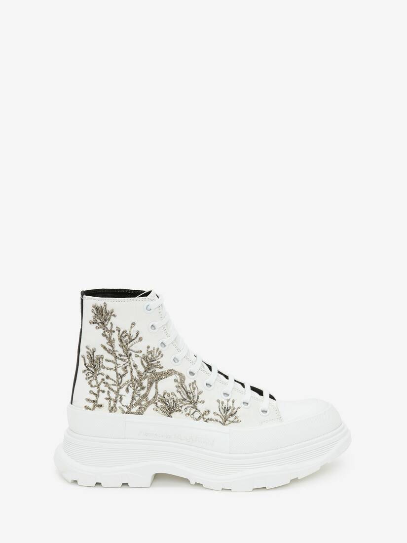 Botas Alexander McQueen Tread Slick Hombre - Blancos/Plateados - Mexico 834-EJYDPL